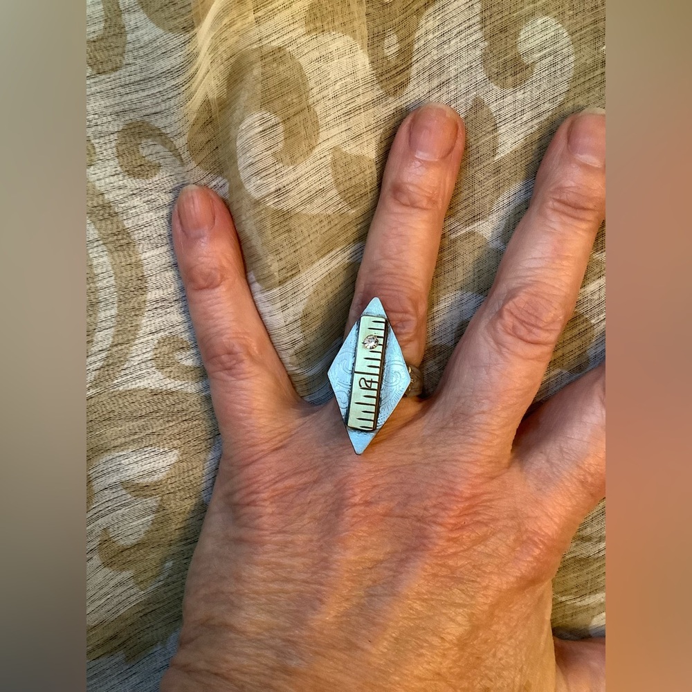 Ring with vintage yardstick piece, size 6